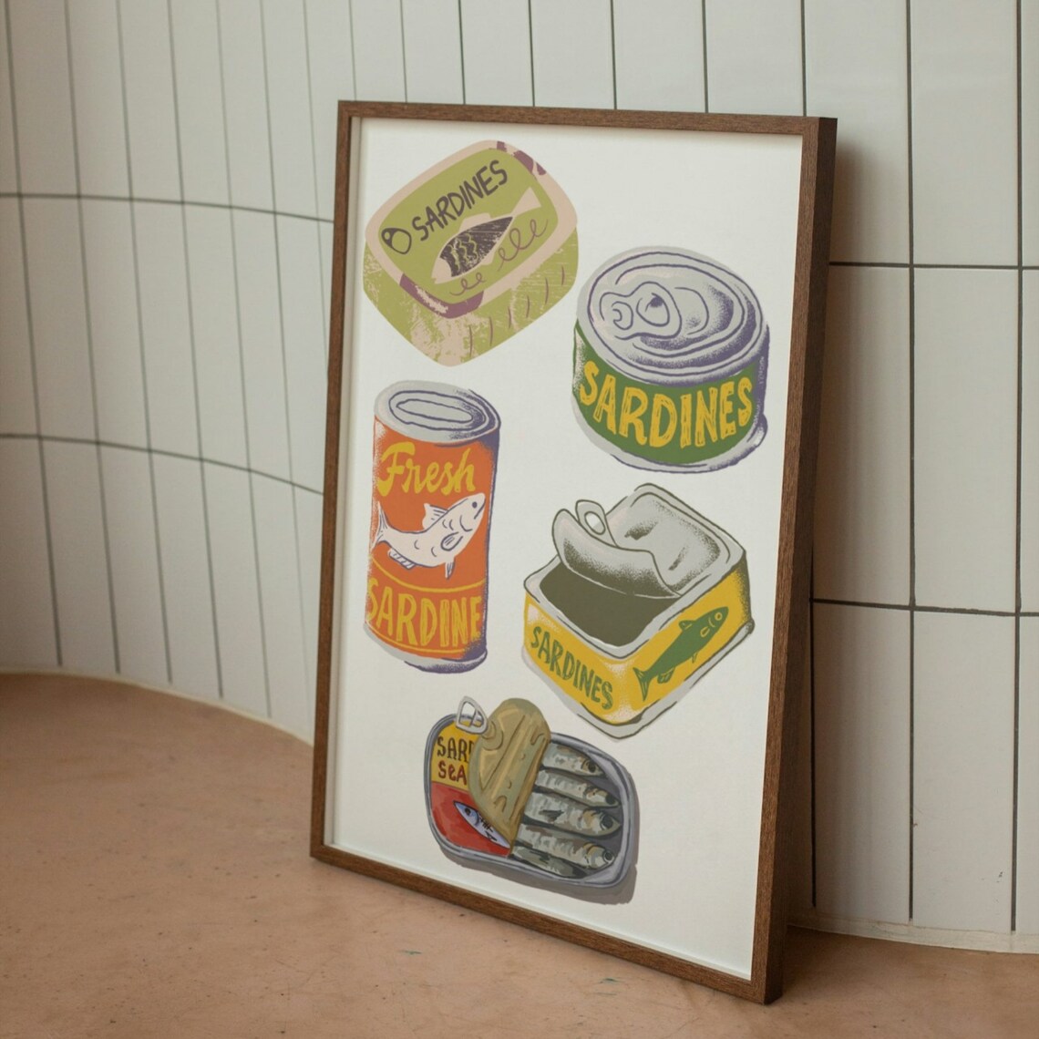 Vintage Sardine Tins Retro Kitchen Seafood Tin Can Art Poster - Image 3