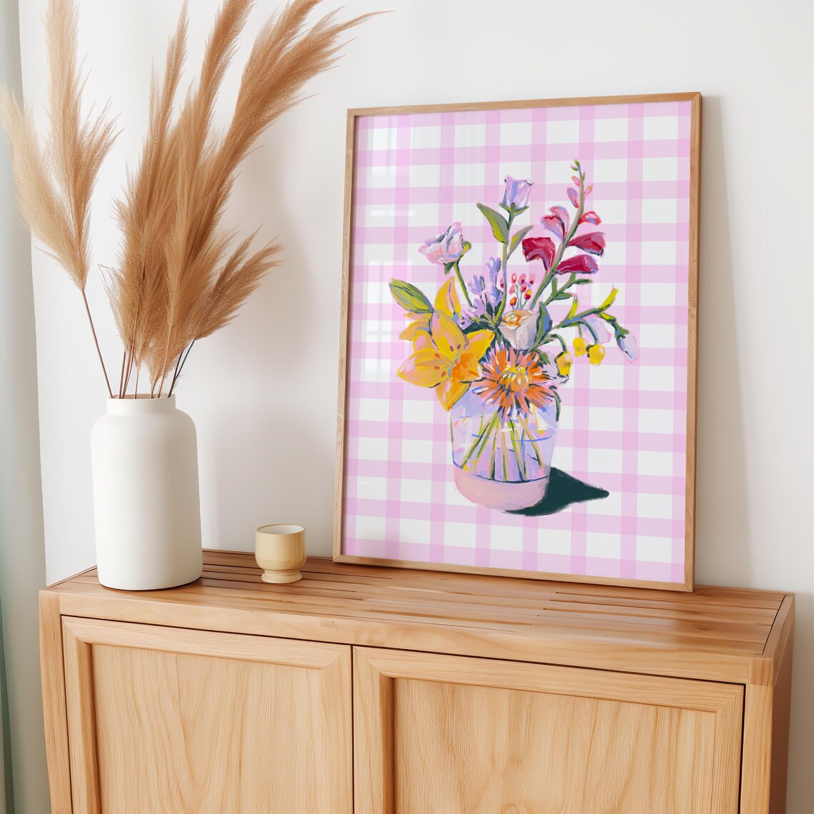 Flower Bouquet Print Pink Aesthetic Preppy Print Retro Floral Poster Girly Bedroom Poster Flower Vase Wall Art Floral Wall Art - Image 4