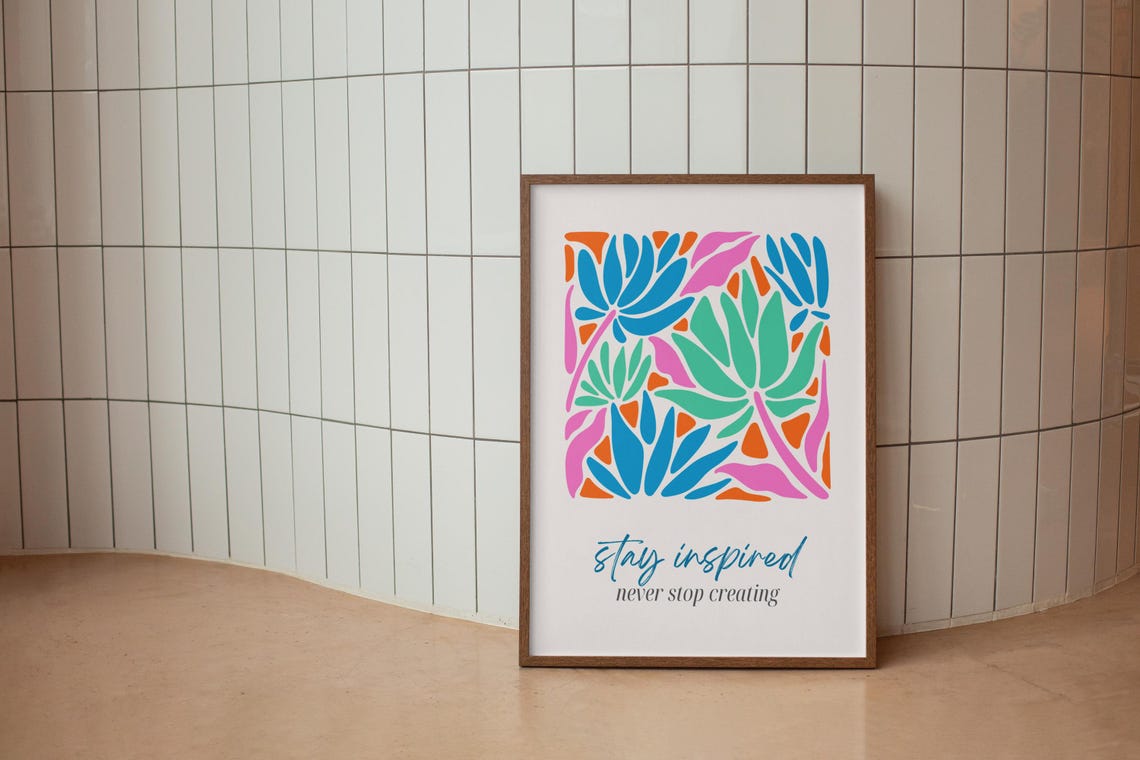 Stay Inspired Never Stop Creating Tropical Botanical Leaf Art Poster - Image 3