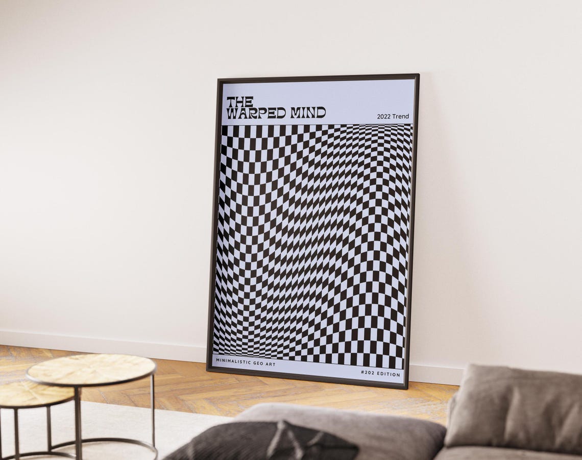 The Warped Mind Black and White Optical Illusion Geo Art Poster - Image 4