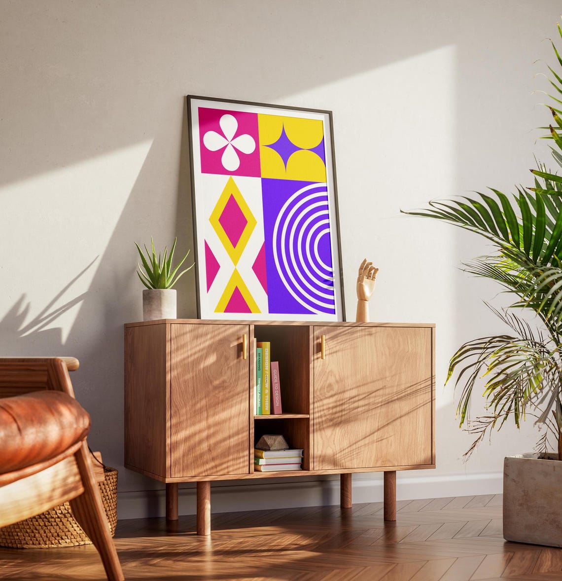 Vibrant Geometric Pattern Print Abstract Shapes Art Modern Wall Decor Bold Color Design Colorful Abstraction Modern Wall Decor - Image 2