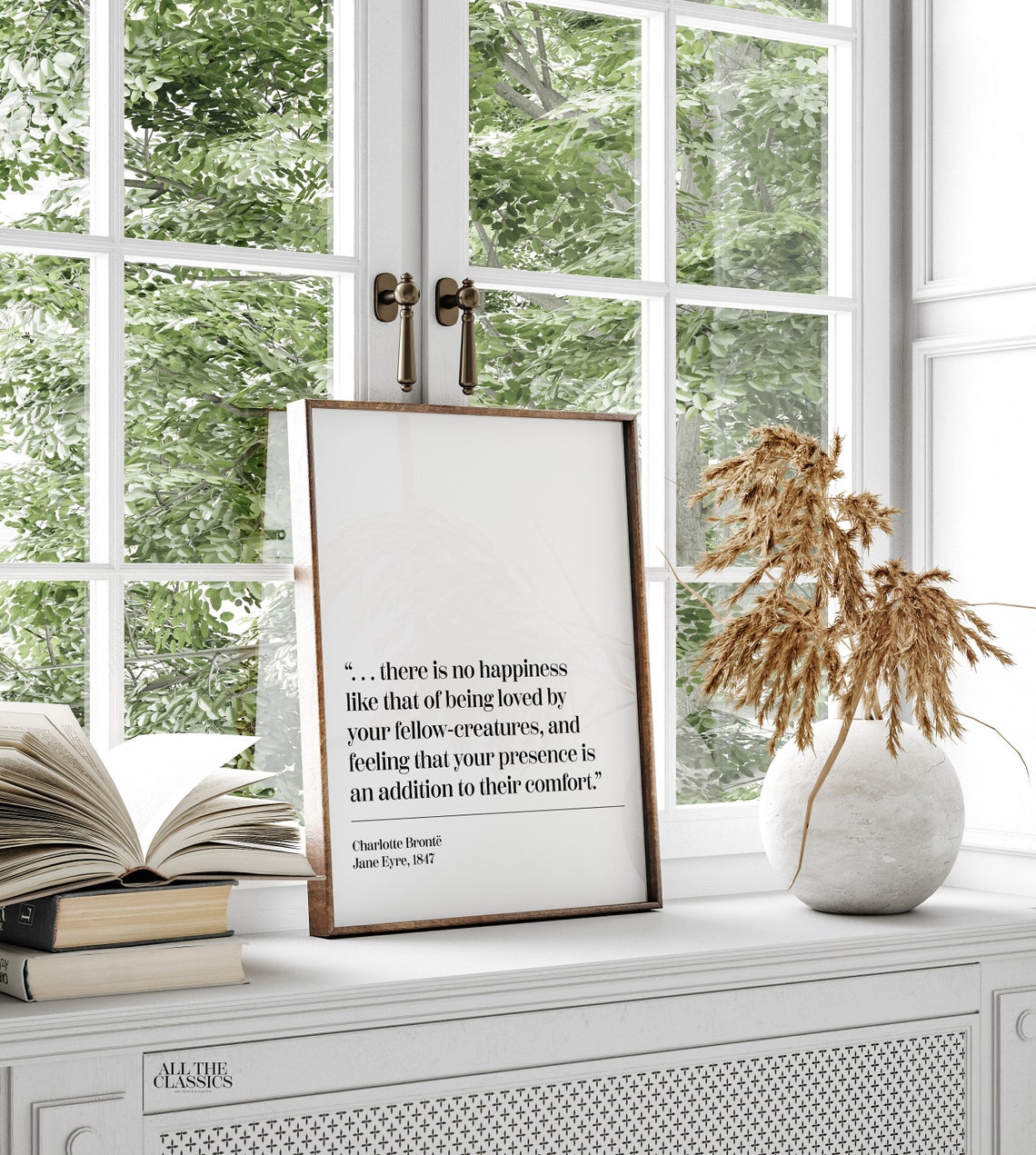 Charlotte Bronte Happiness Quote Fellow Creatures Jane Eyre Poster - Image 2