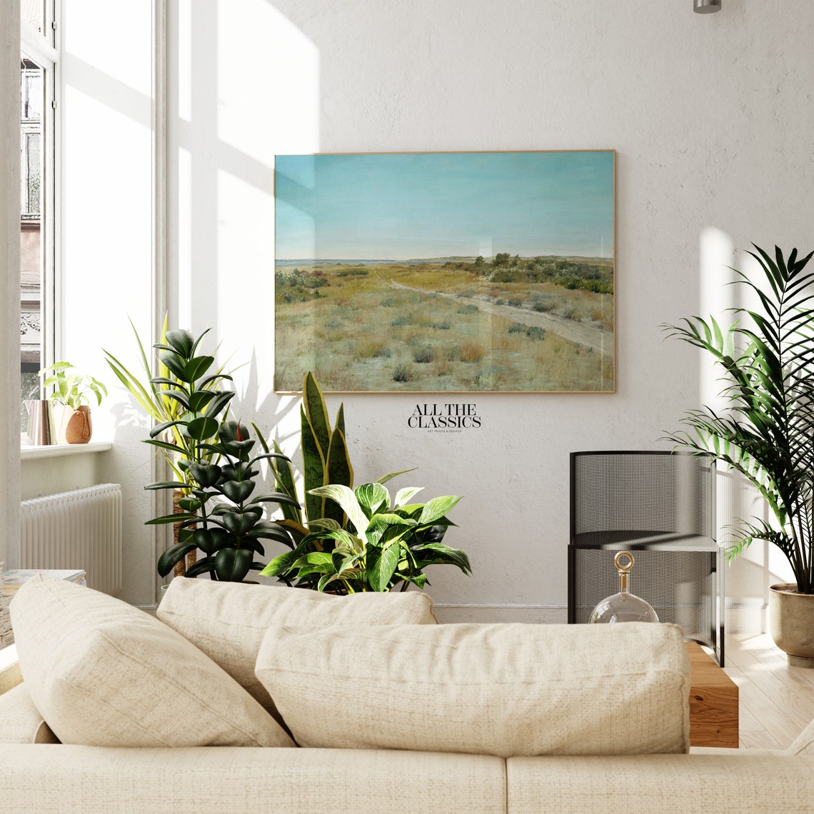 Dune Path to the Sea Clear Sky Vintage Coastal Painting Poster - Image 3