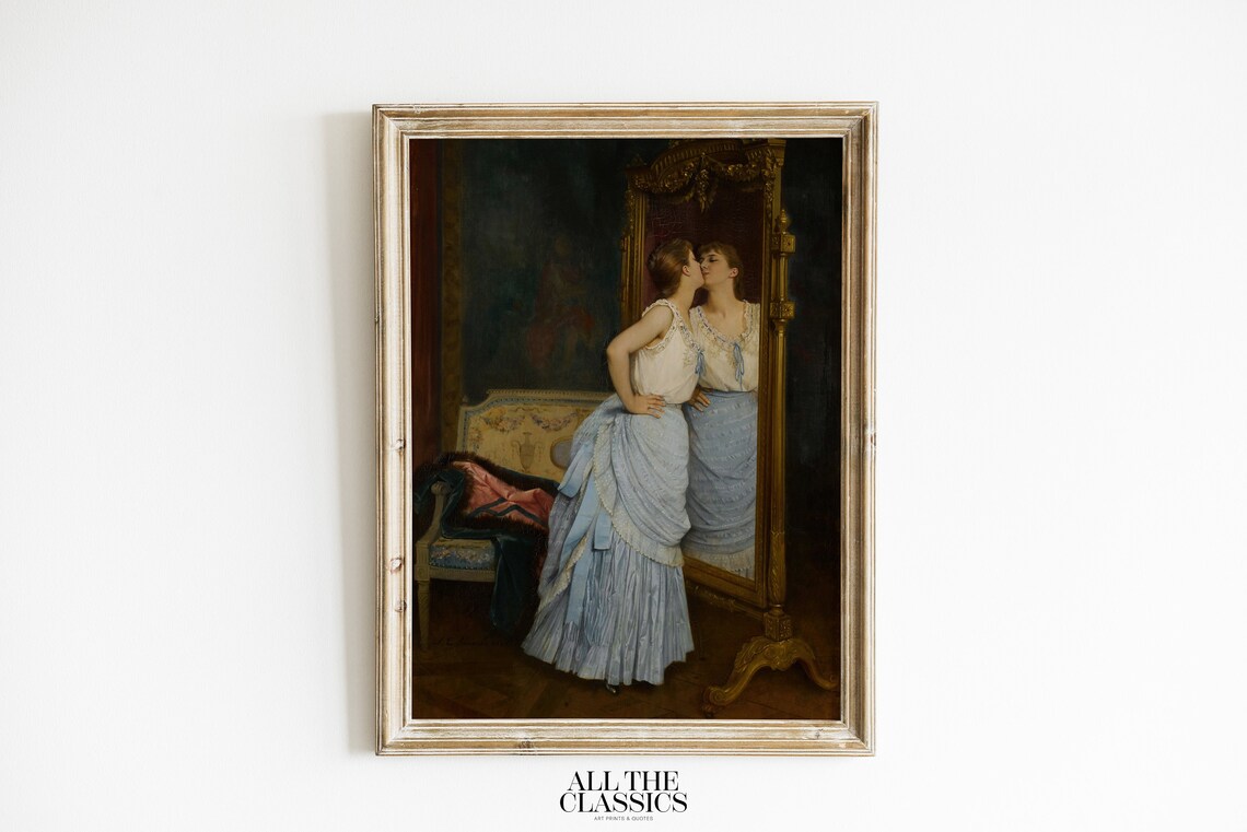 Le Miroir by Auguste Toulmouche, Victorian Portrait