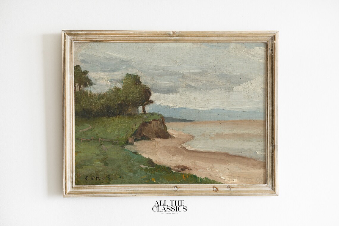 Vintage Beach Landscape Near Étretat Art Print