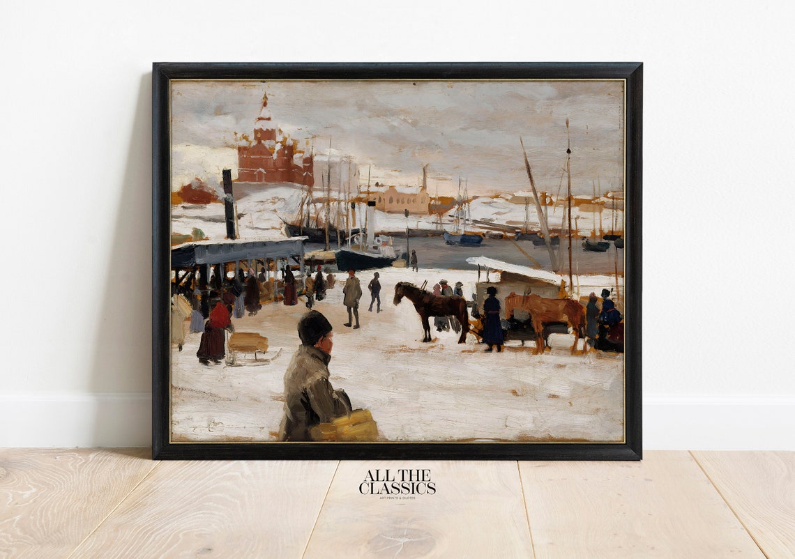 Albert Edelfelt Winter Day In Helsinki Market Square Snow Poster - Image 3