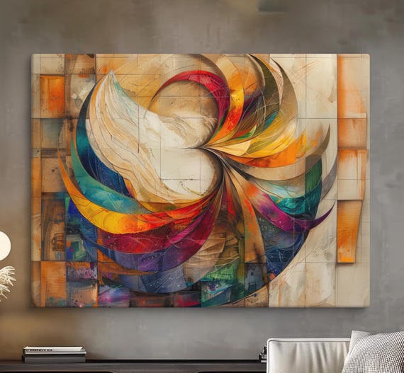 Abstract Swirl Of Colors Ready To Hang Modern Art Unique Geometric Design Premium Perfect For Home Decor