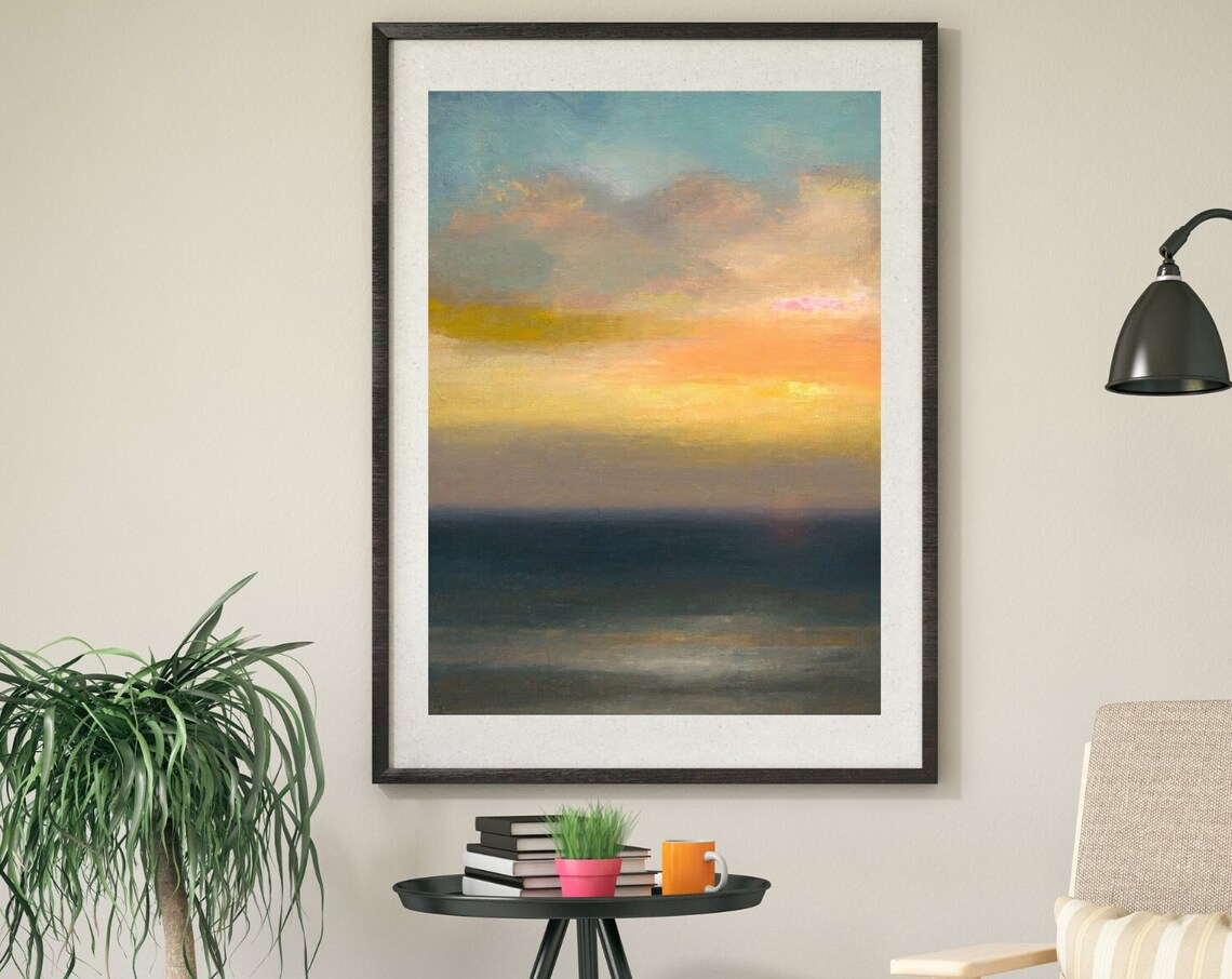 Abstract Ocean Sunset Painting Pastel Sky Seascape Art Poster - Image 4