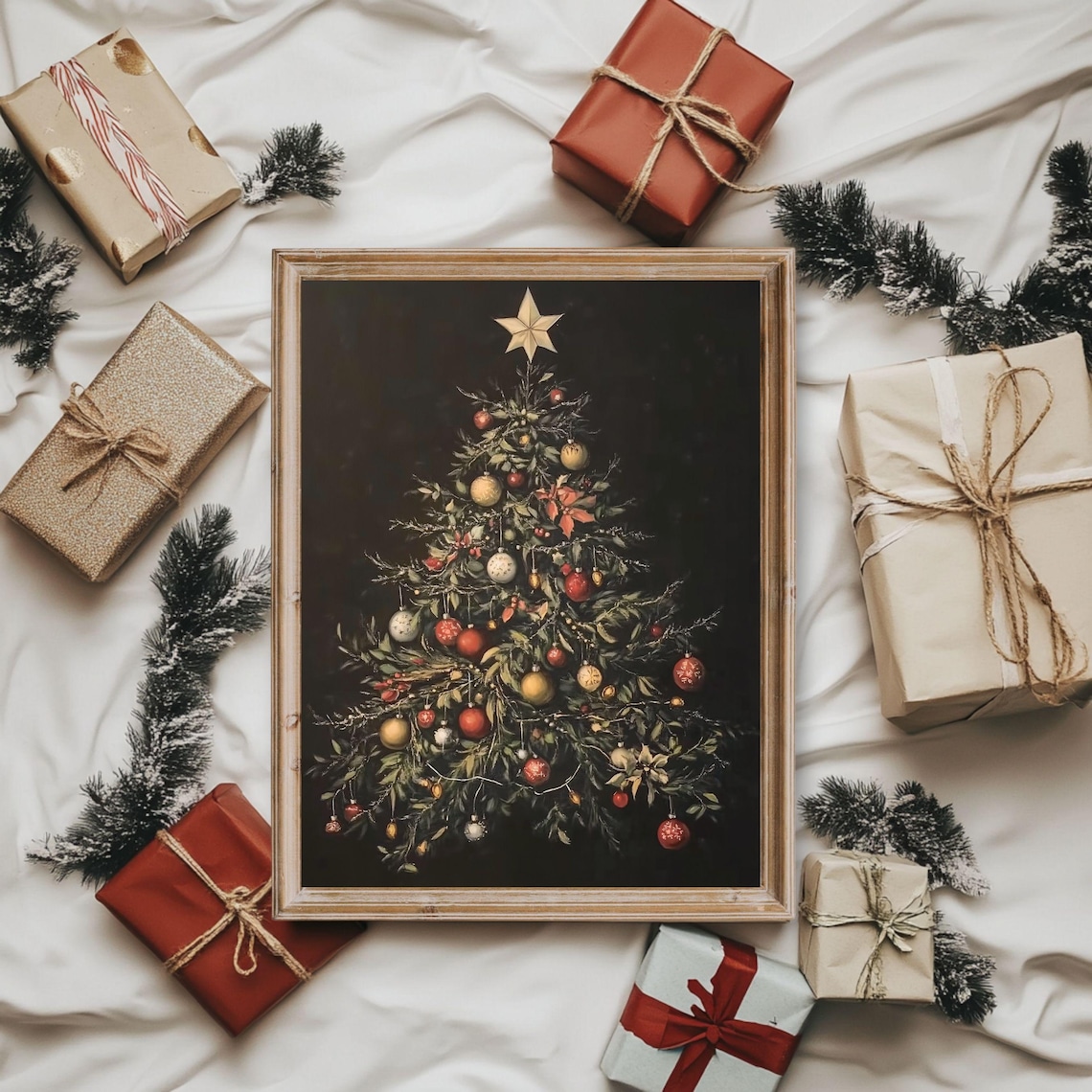 Christmas Tree Dark Academia Wall Art Print