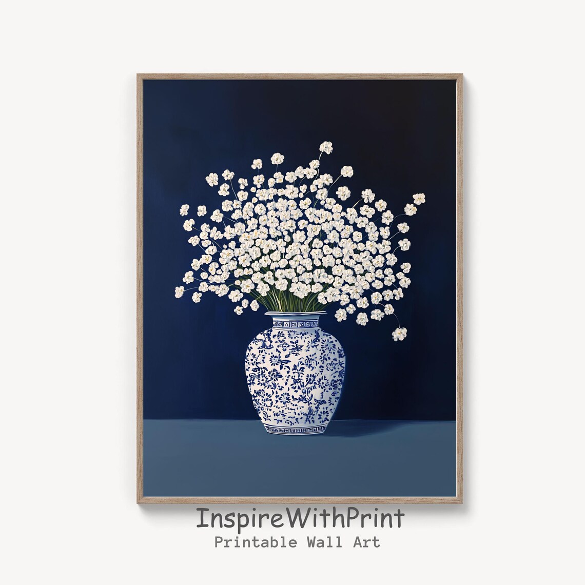 Moody Flower Bouquet in Chinoiserie Vase Art Print