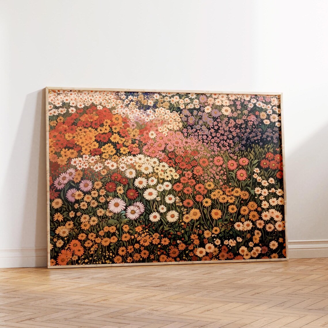 Colorful Wildflower Meadow Field Daisy Floral Landscape Print