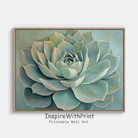 Cactus Print Succulent Wall Art Green Botanical Plant Painting Tropical Nature Sage