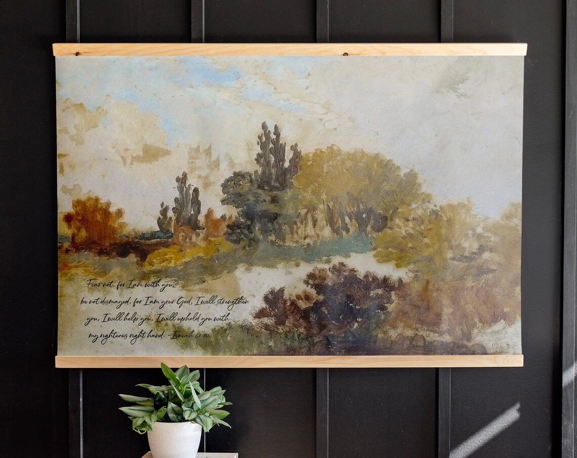 Fear Not For I Am With You Isaiah 41:10 Vintage Landscape Scripture Poster
