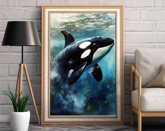Killer Whale Watercolor Art Print Decor Animal Painting For Entry Room Orca Artwork Watercolor Wildlife Art Vrbo Watercolor Print