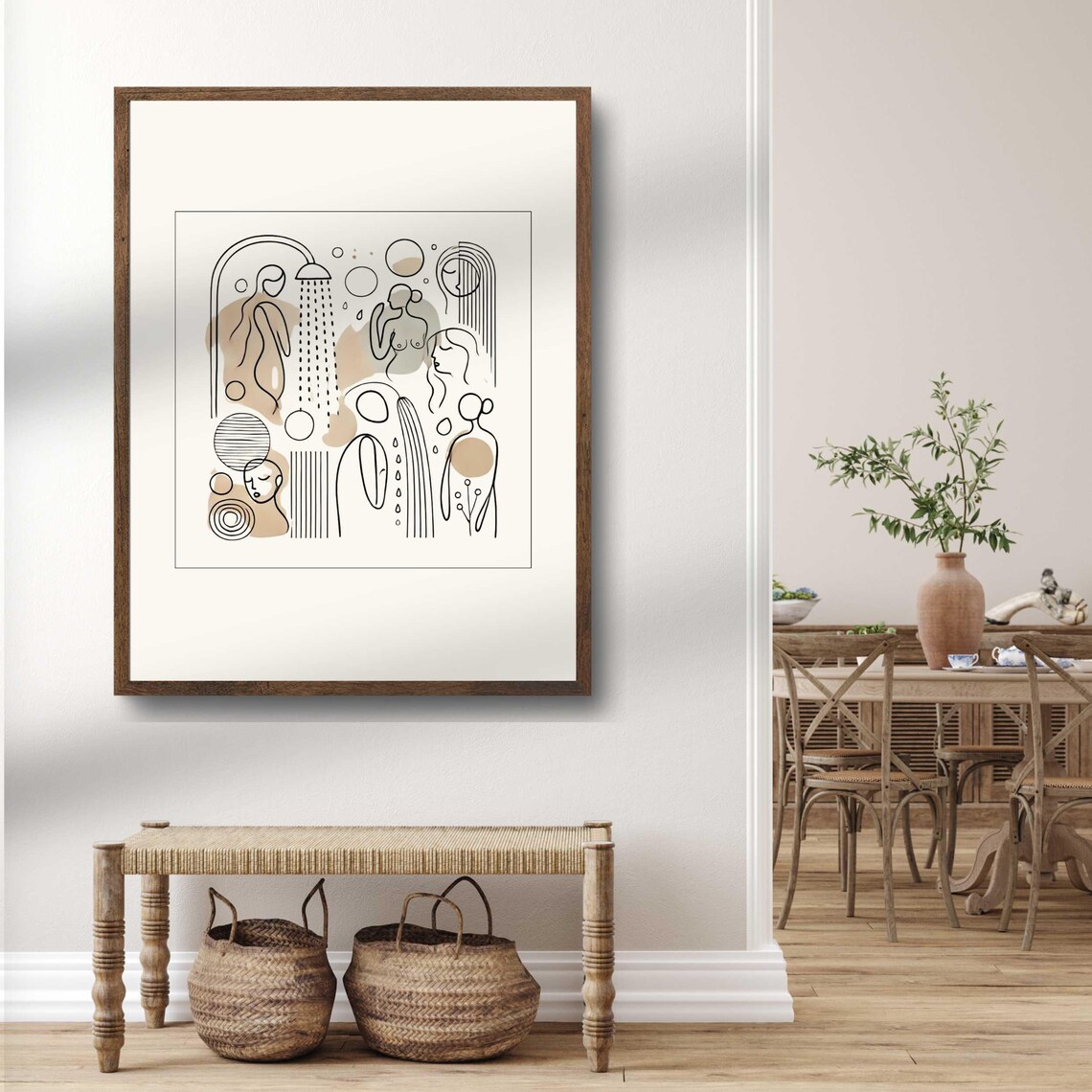 Abstract Shower Line Art, Minimalist Bathroom Poster - Image 2