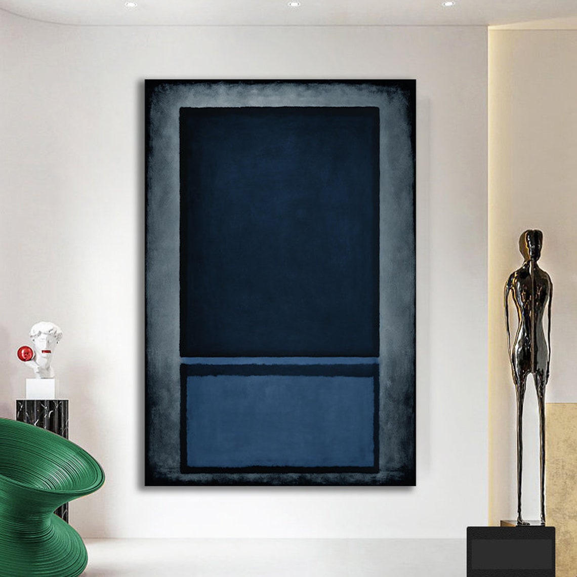 Rothko Style Deep Navy Blue Color Field Minimalist Abstract Art Print - Image 2
