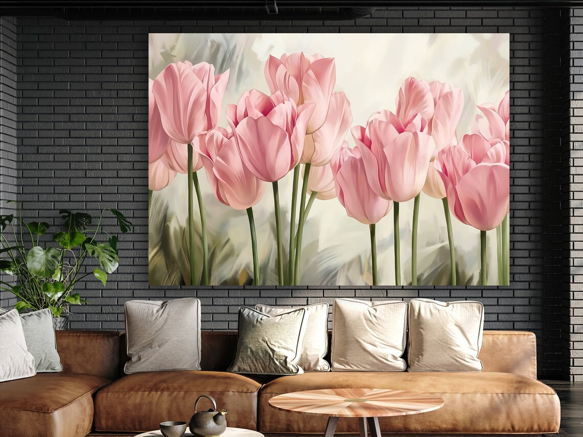 Pink Roses Painting, Floral Wall Art