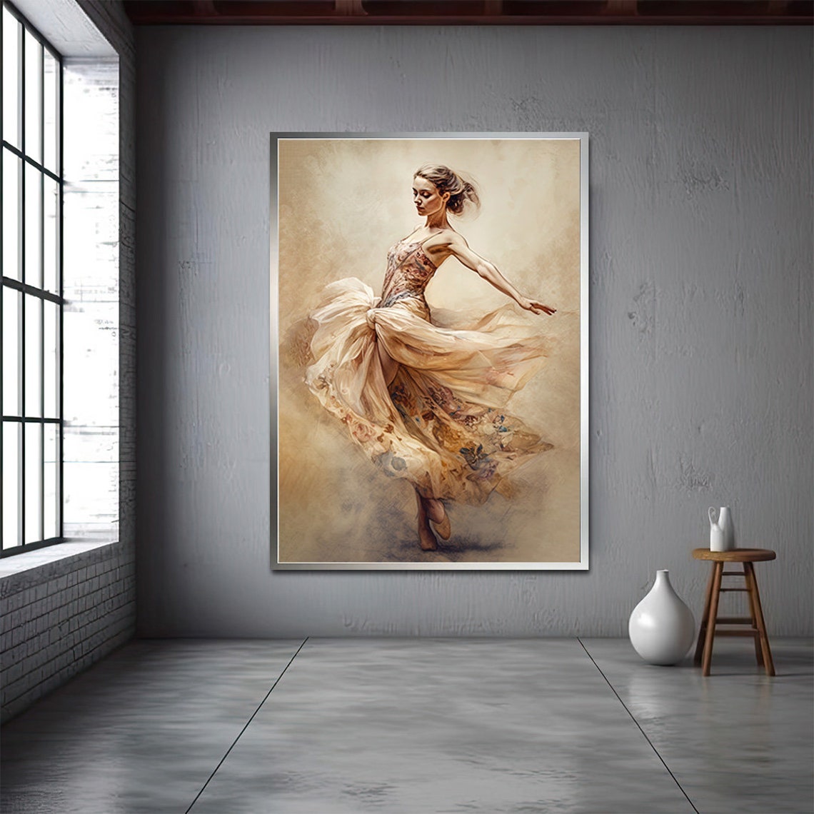 Pink Ballet Woman Painting Ballet Poster Dance Woman Art Printed Painting Ballet Choreography Painting Dancing In The Air