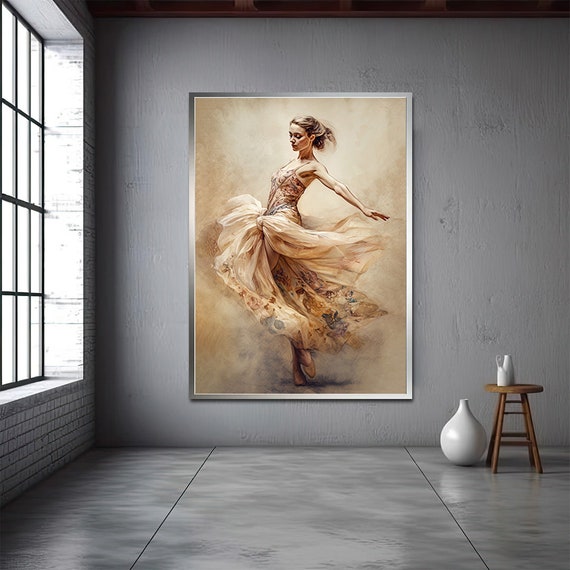 Pink Ballet Woman Painting Ballet Poster Dance Woman Art Printed Painting Ballet Choreography Painting Dancing In The Air