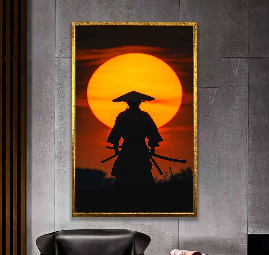 Samurai Silhouette Giant Red Sun Japanese Bushido Warrior Poster - Image 3