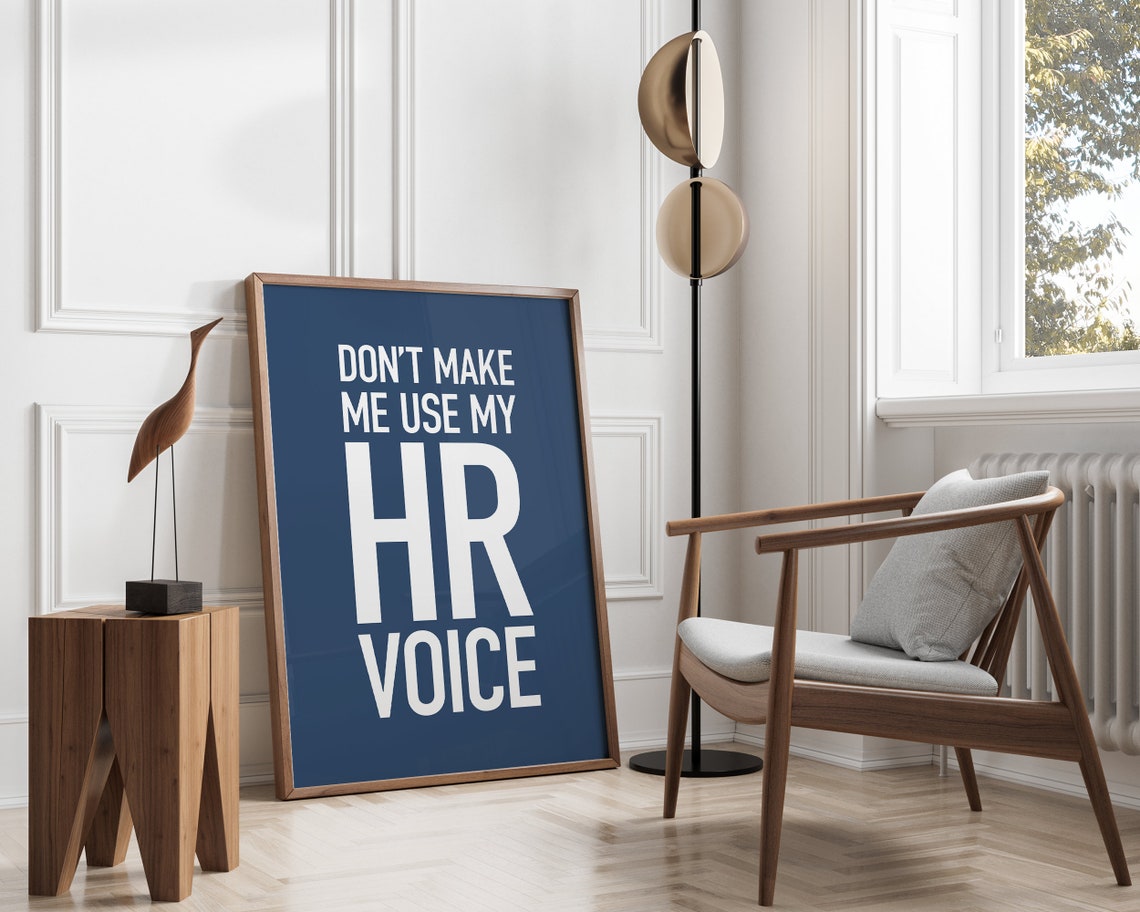 Do Not Make Me Use My HR Voice Funny Navy Blue Office Quote Poster - Image 3