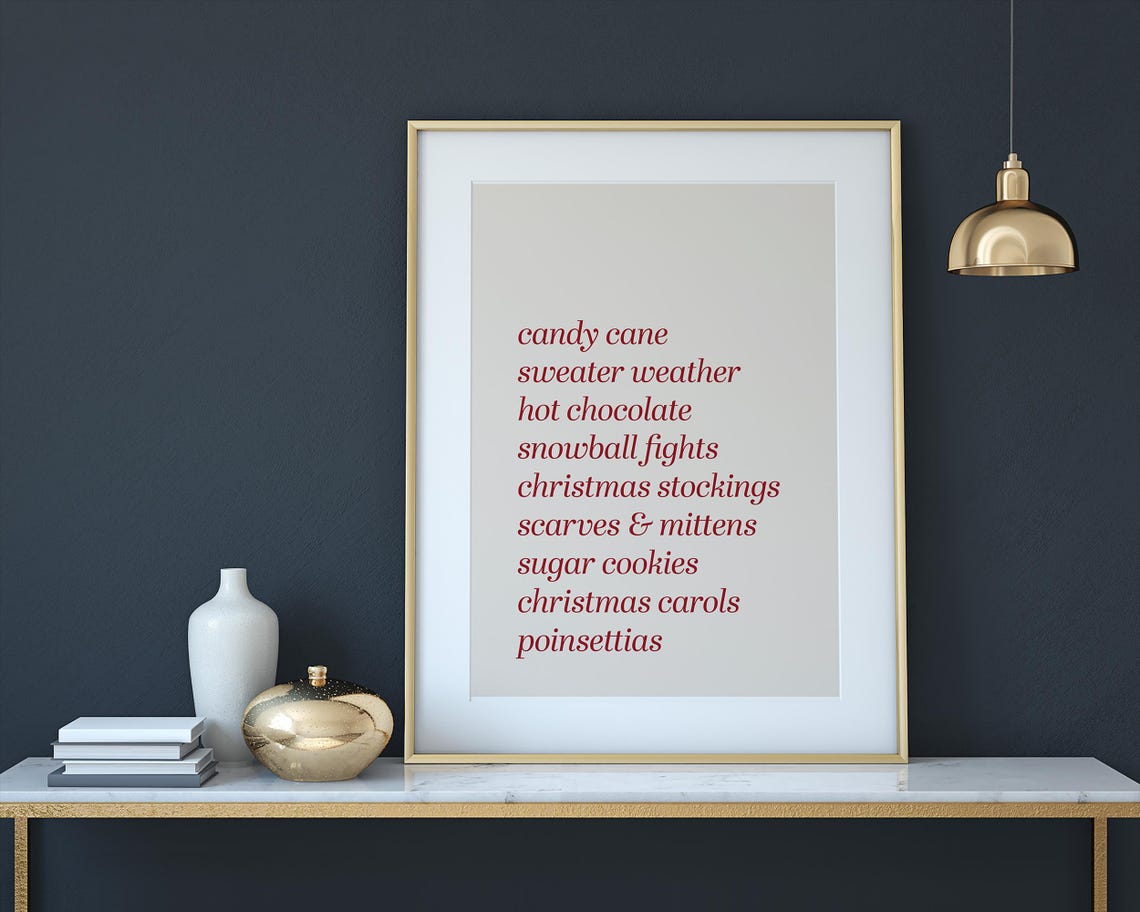 Favorite Christmas Things List Red Typography Holiday Words Poster - Image 3
