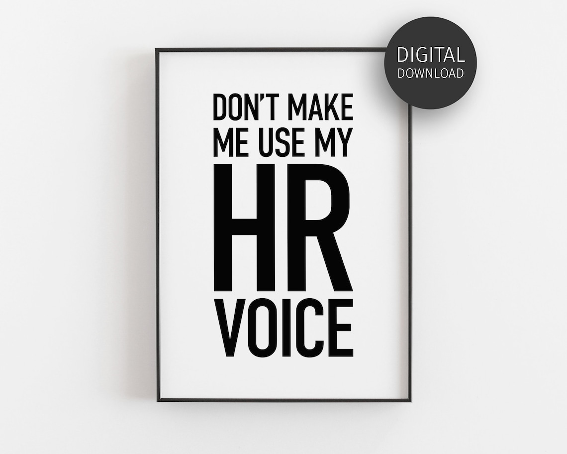 HR Office Decor Humor Poster, Human Resources Voice