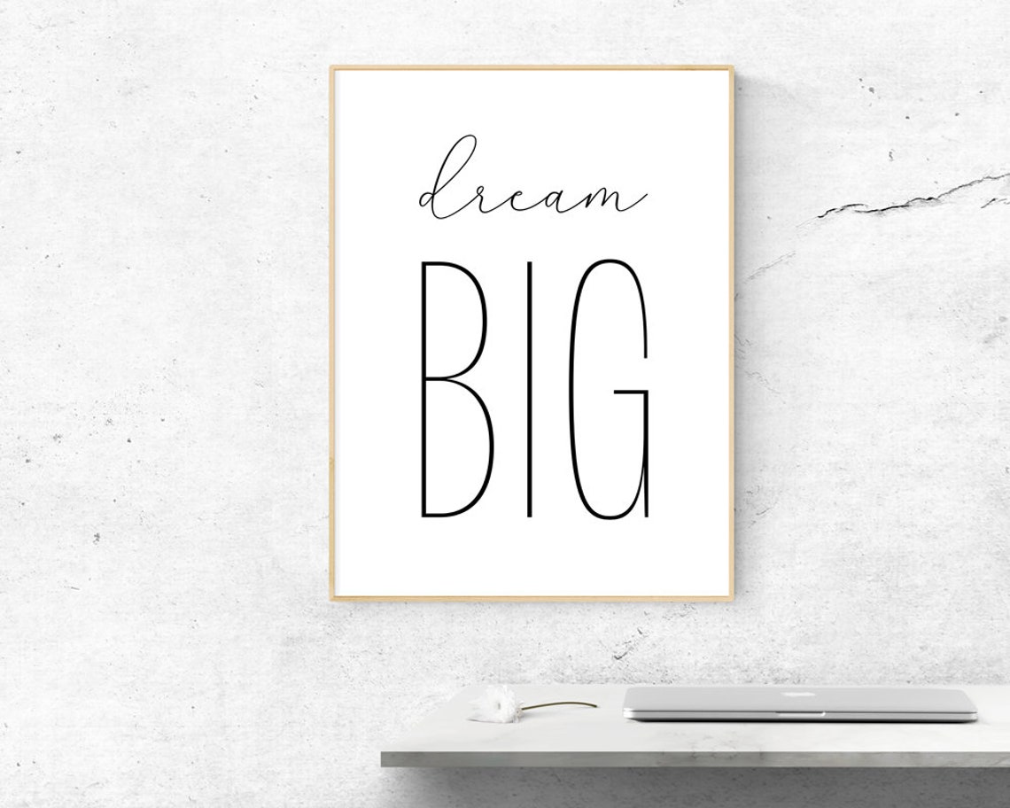 Dream Big Calligraphy Wall Art Minimalist Motivational Kids Room Decor - Image 3