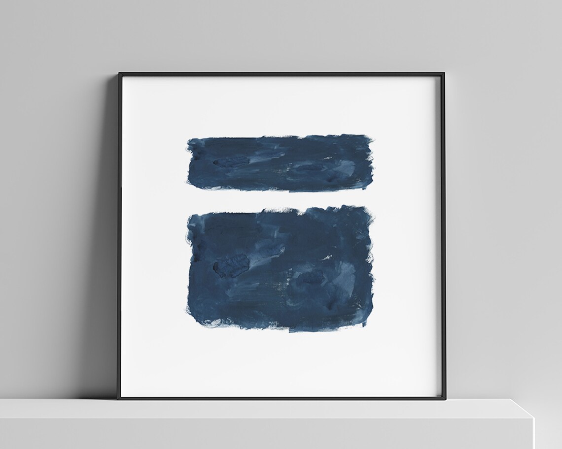 Abstract Blue Watercolour Minimalist Wall Art Print - Image 2