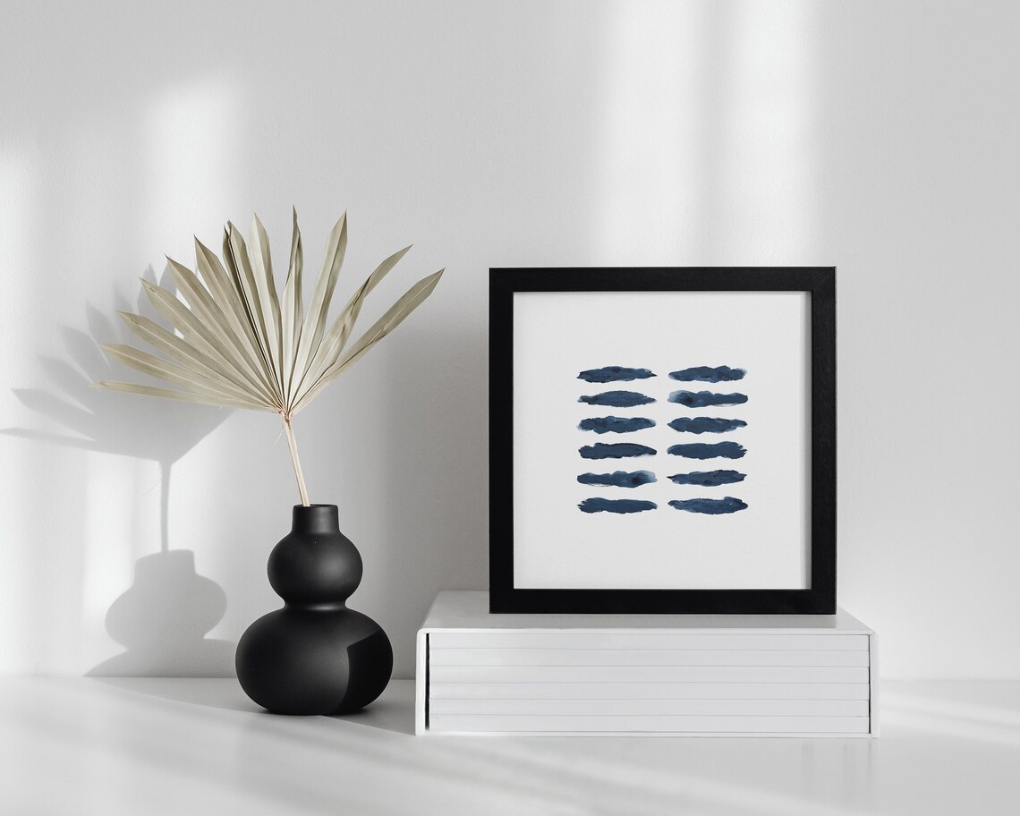 Blue Abstract Watercolour Art Print, Modern Minimalist - Image 2
