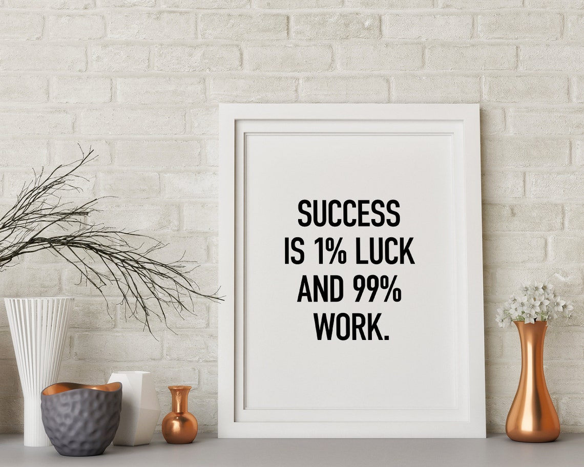 Success 1% Luck 99% Work Entrepreneur Motivational Quote Poster - Image 2