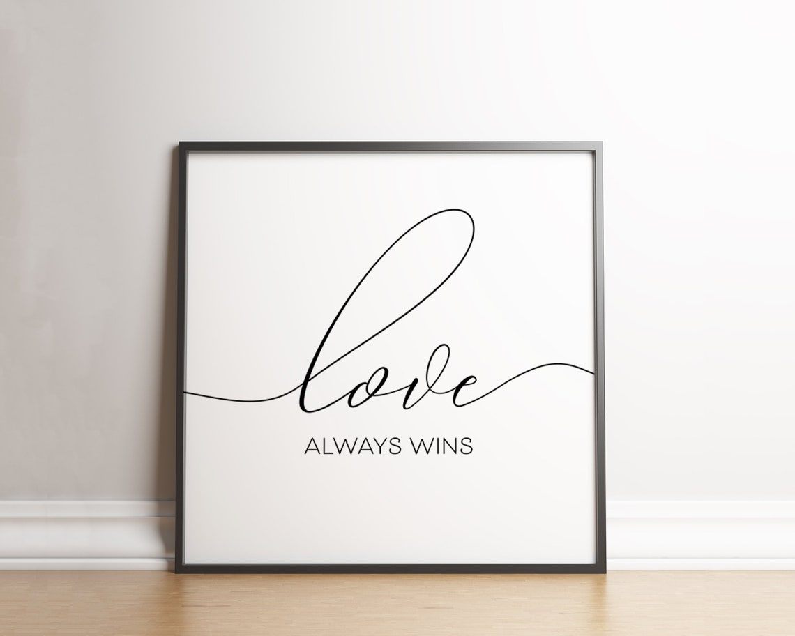 Love Always Wins Script Calligraphy Romantic Typography Poster - Image 2