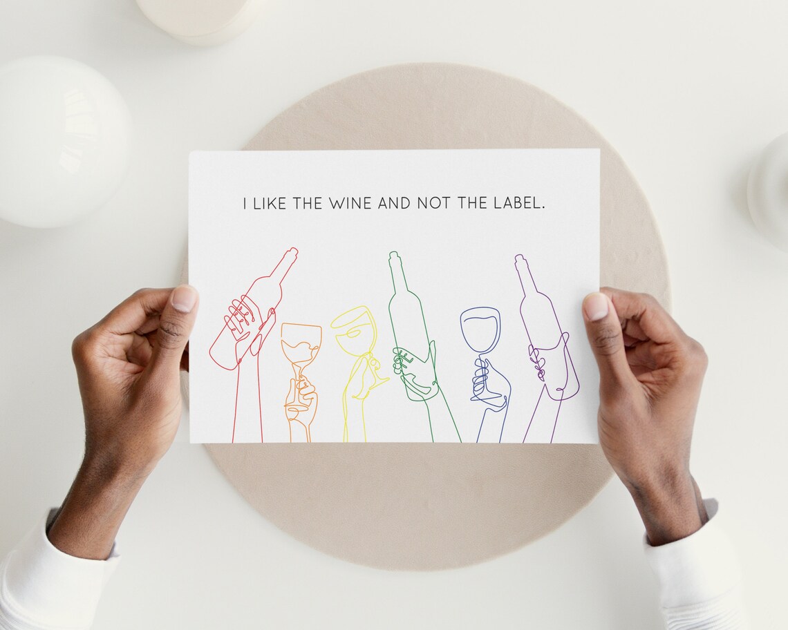 Rainbow Wine Print, Subtle Pride Bar Cart Art - Image 3