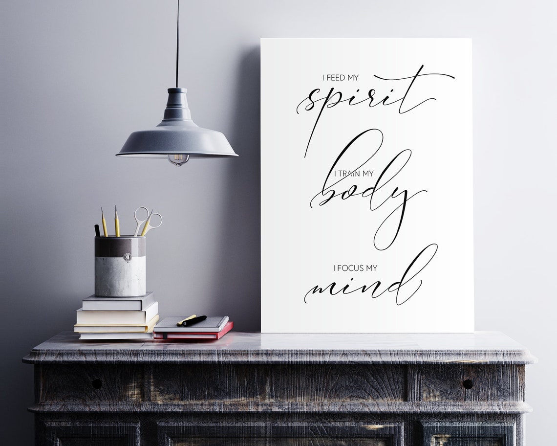 I Feed My Spirit Train My Body Focus My Mind Calligraphy Poster - Image 2