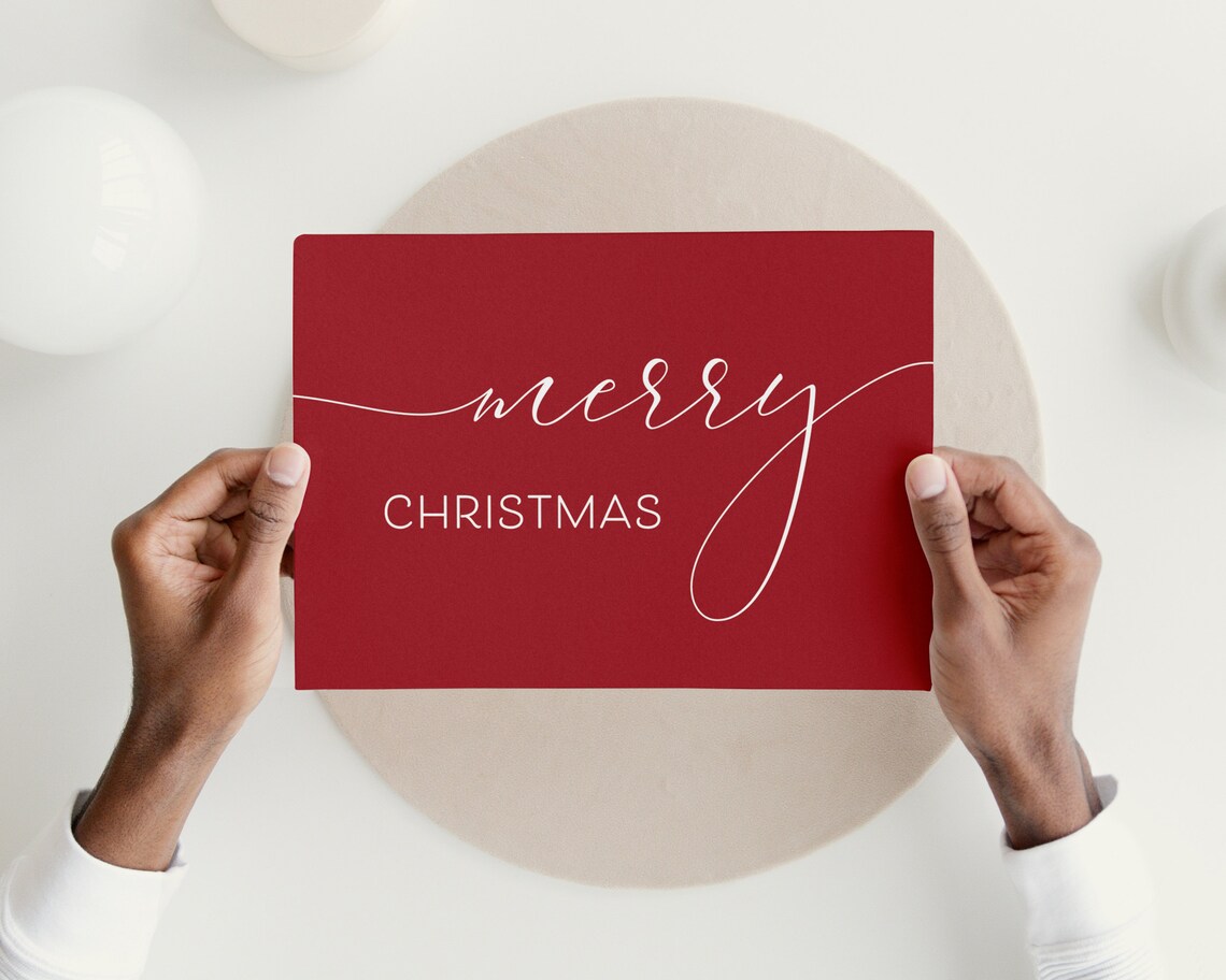 Red Christmas Merry Christmas Sign Calligraphy Poster - Image 3