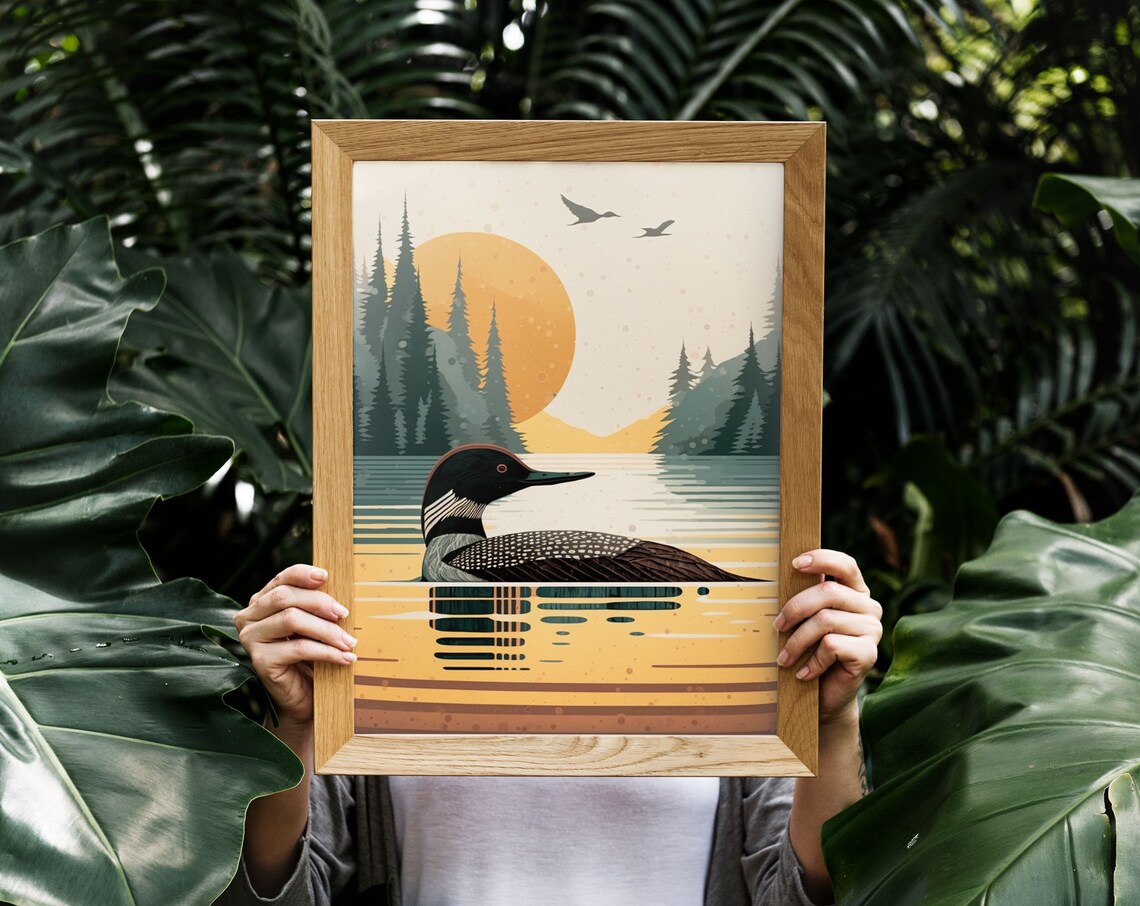 Vintage Loon Print, Minnesota Lake House Travel Poster - Image 5