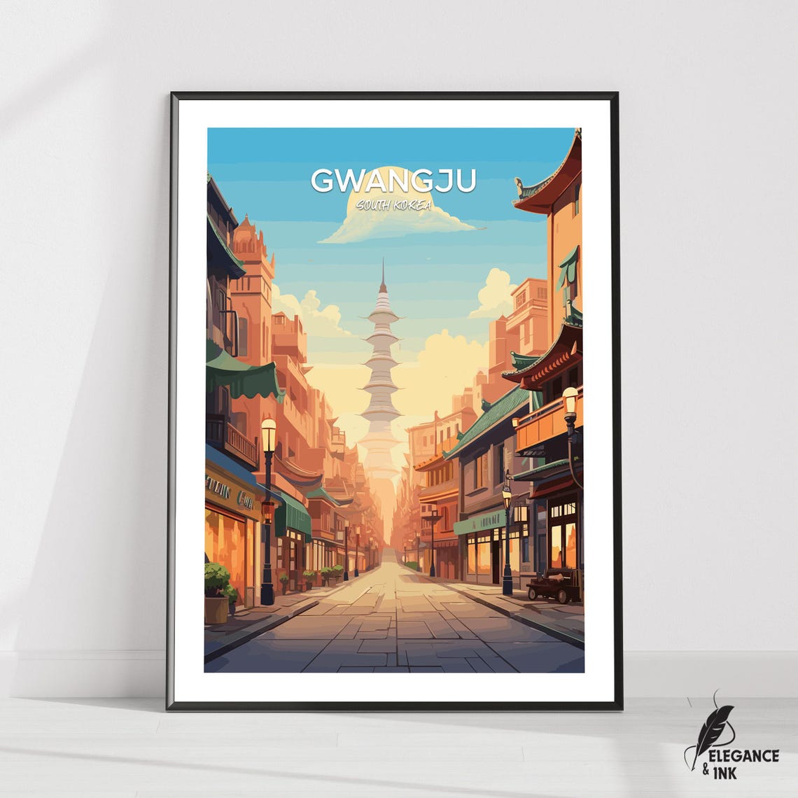 Gwangju Travel Print Wall Artgwangju Minimalist Painting Modern Poster Artworksouth Korea Home Decor Exhibition City Photo