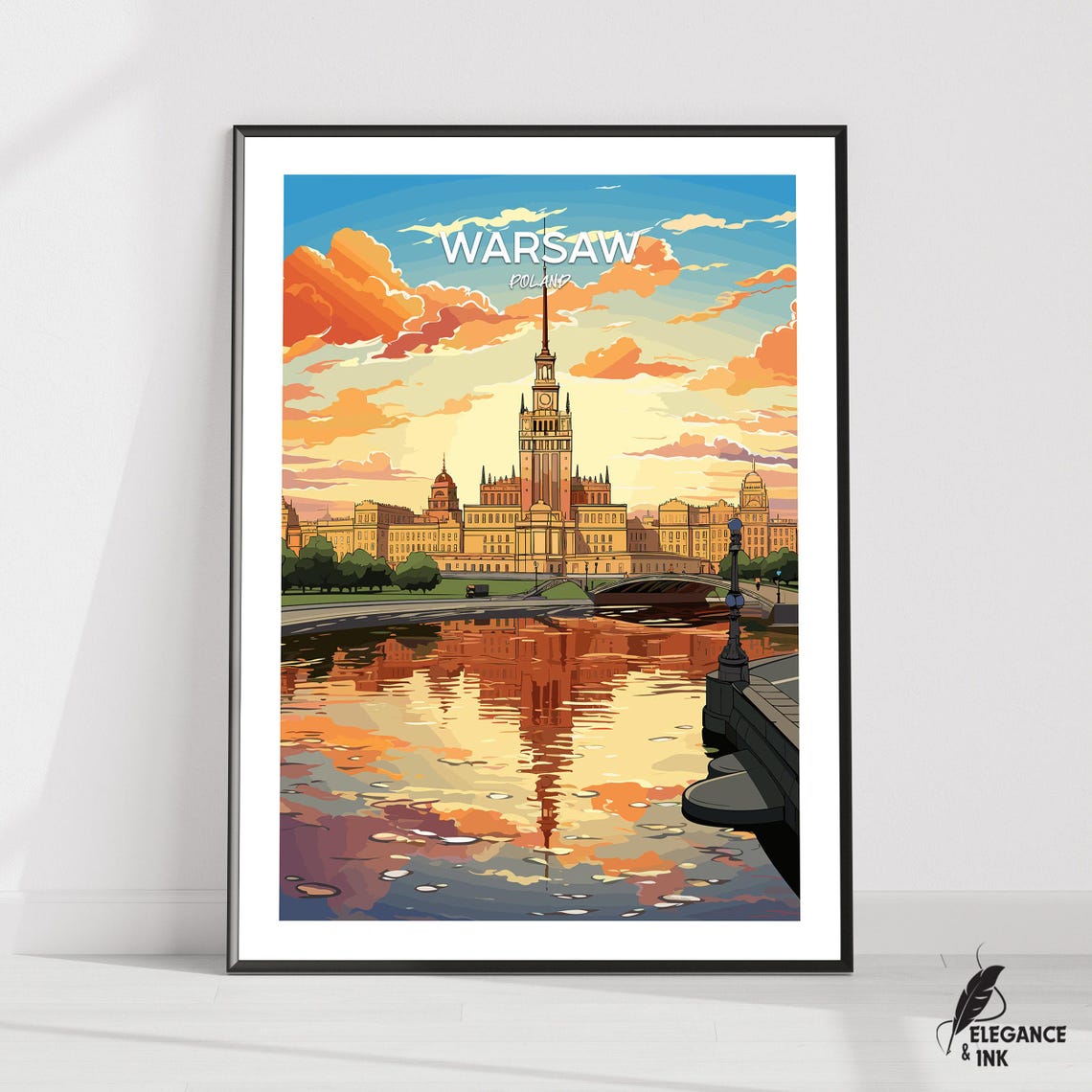 Warsaw Printwarsaw Travel Posterwarsaw Artworkwarsaw Canvaswarsaw Vintage Artwarsaw Home Decorwarsaw Paintingbirthday Gift