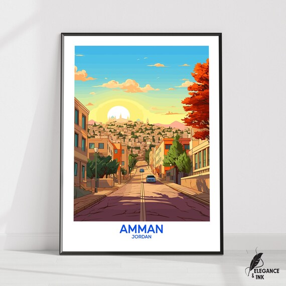 Amman Wall Hanging Posteramman Flat Vector Illustration Canvasamman Handmade Wooden Frame And Unframed Colorful Vintage Gift