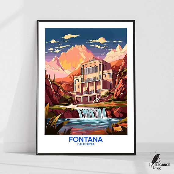 Fontana Posterfontana Travel Printfontana Wall Artfontana Decorfontana Illustrationwall Art Gift Ideawedding Anniversary