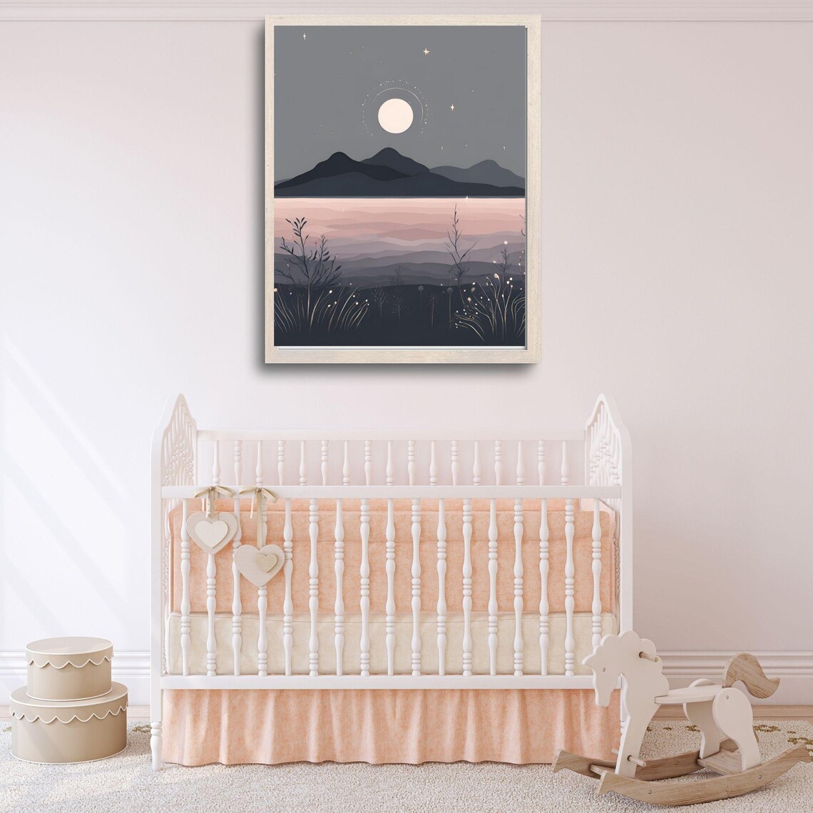 Modern Moon Minimalist Landscape, Botanical Night Scene - Image 3