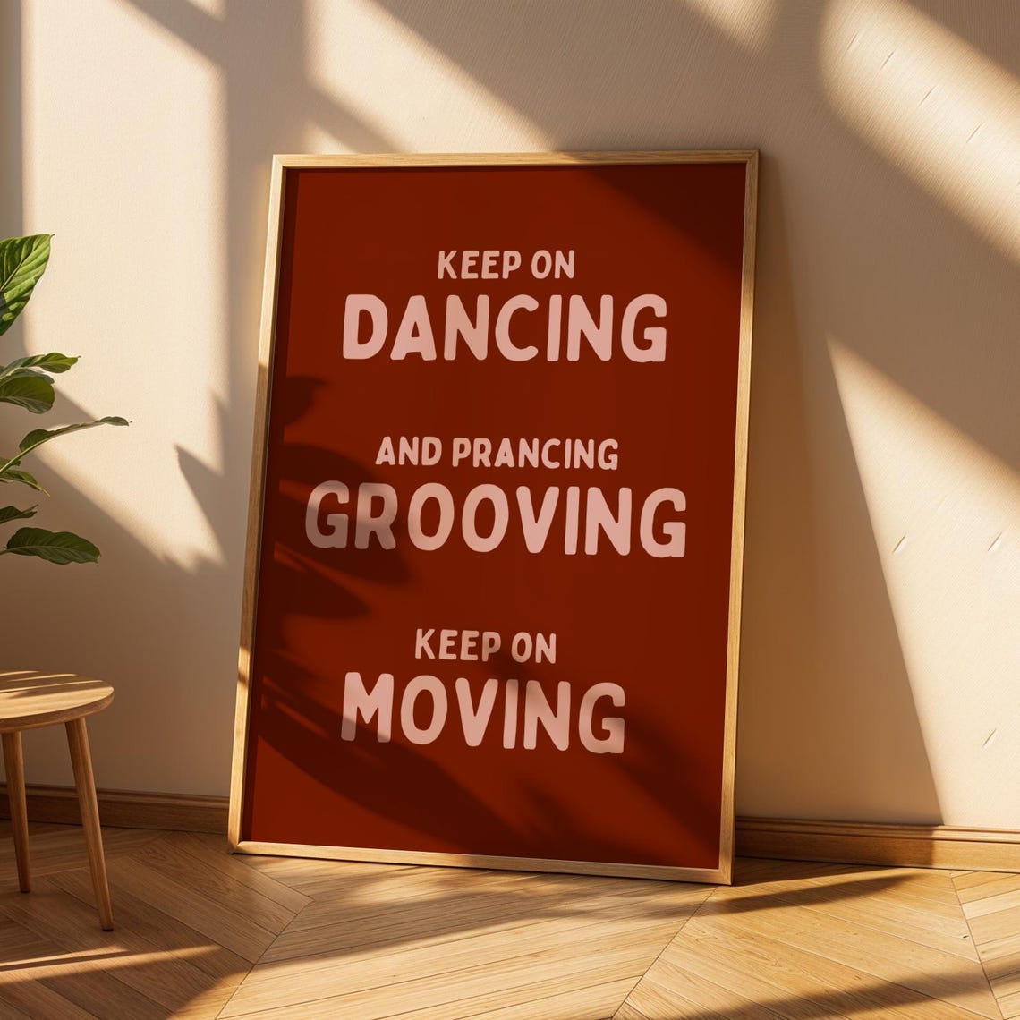 Keep On Dancing Grooving Motivational Red Typographic Poster