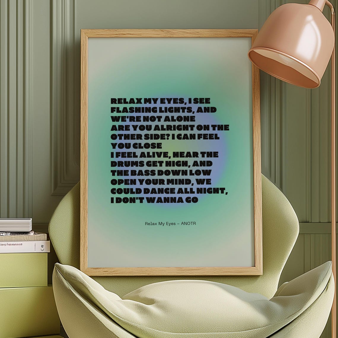 Relax My Eyes ANOTR Teal Aura Gradient Full Lyrics Song Poster