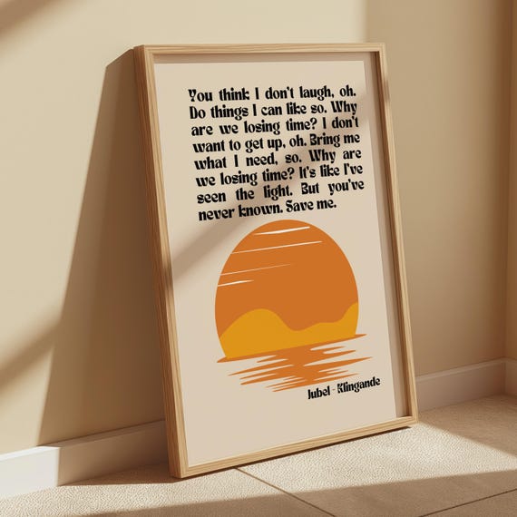 Jubel Klingande Inspired Sunset Print Beige Song Lyric Music Poster Wall Art Typographic Lyrics Ibiza House Decor Saxophone