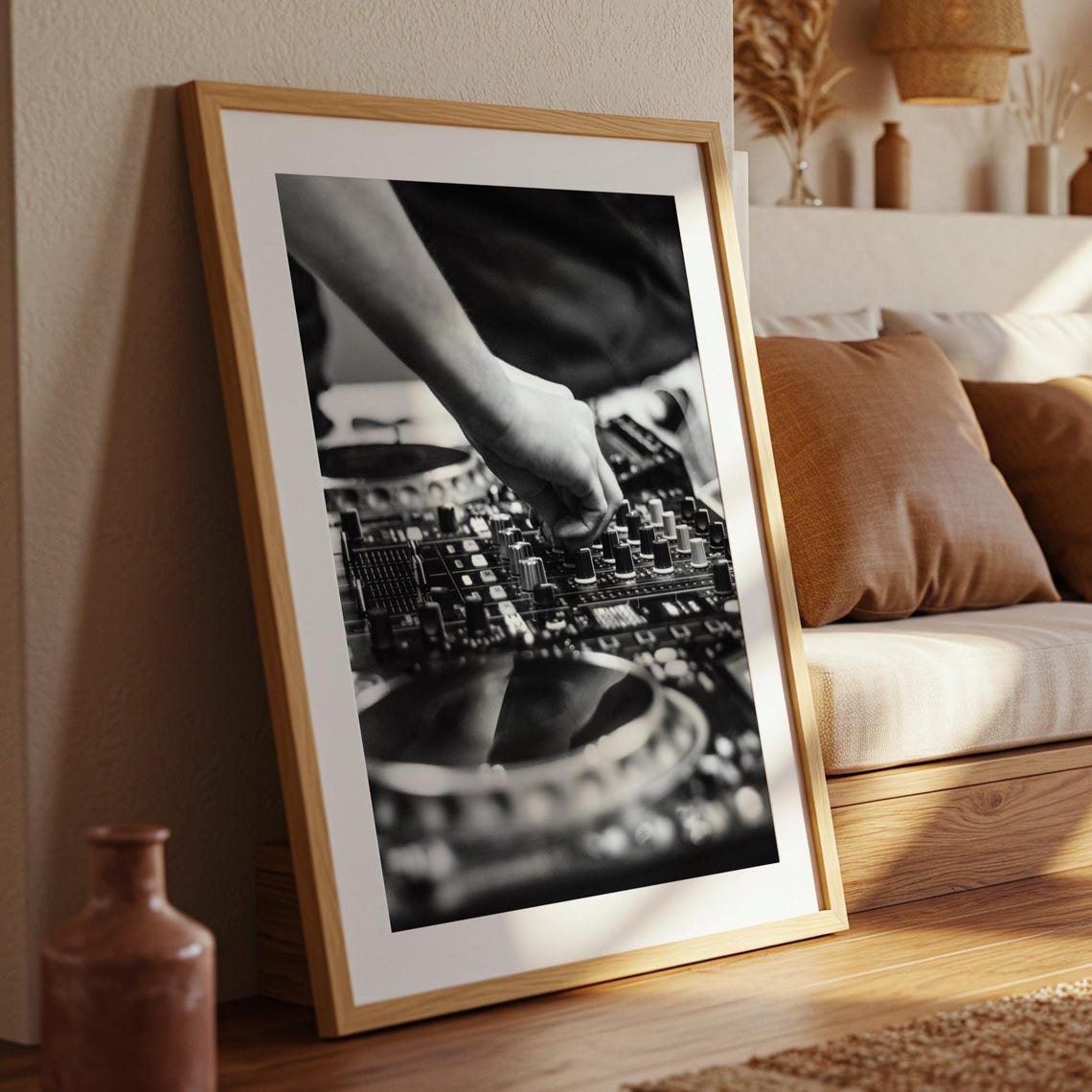 DJ Decks Mixer Monochrome Photography Music Studio Poster Art