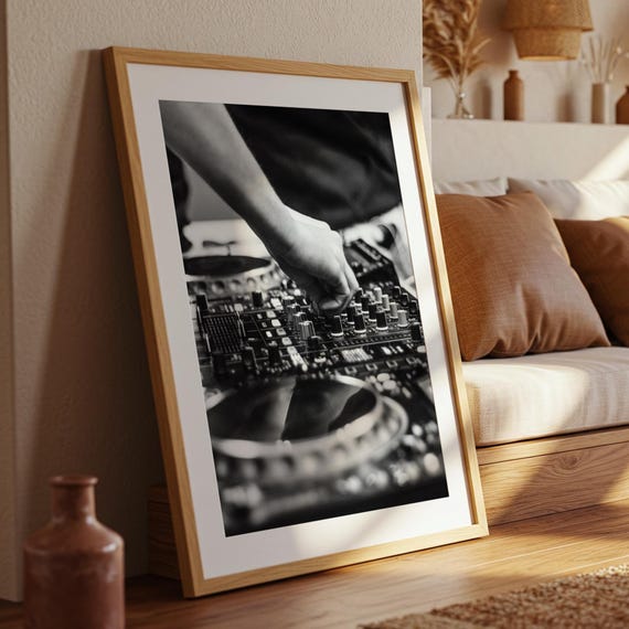 Dj Decks Monochrome Photo Wall Print Man Cave Poster A1 A2 A3 Physical Rave Decor Ibiza Music Art