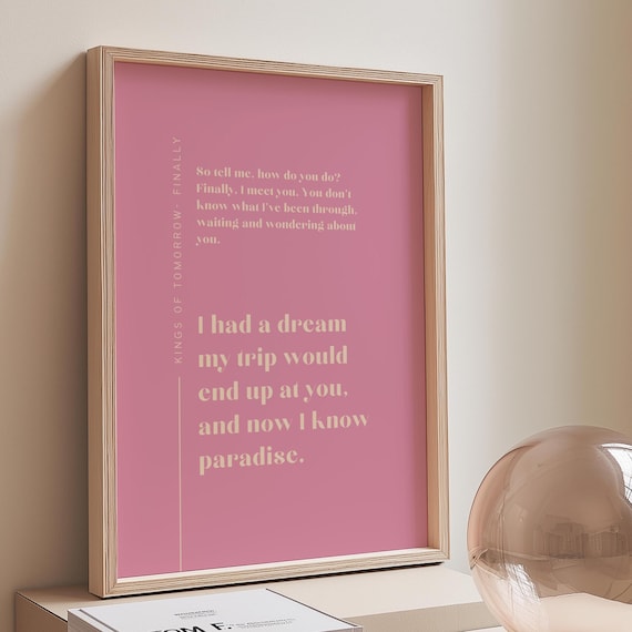 Finally Kings Of Tomorrow Pink Song Lyric Minimalist Art Poster