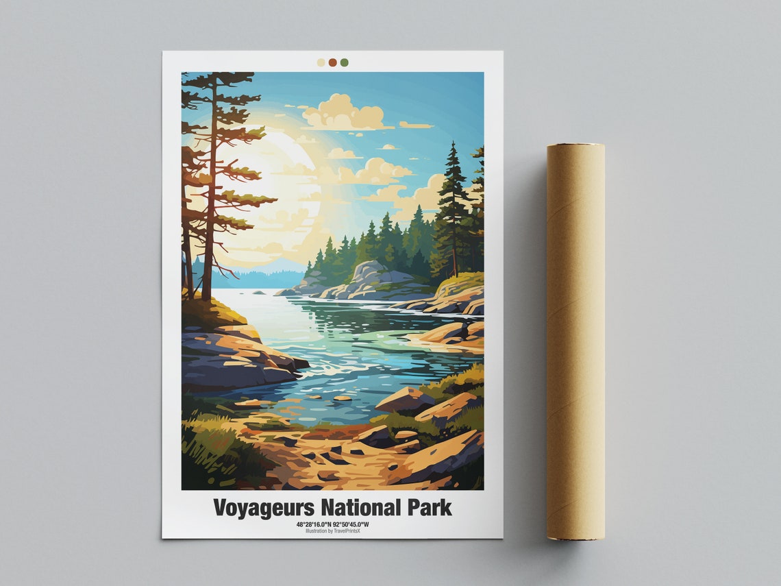 Voyageurs National Park Sunset Lake Pines Minnesota Travel Poster - Image 4