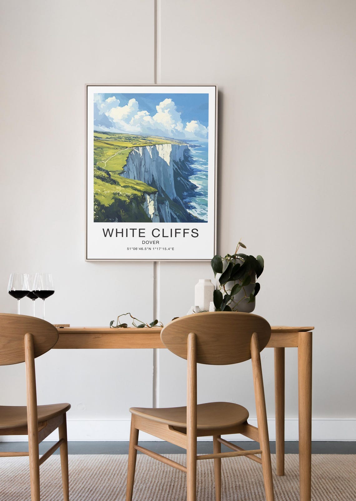 White Cliffs Dover England Travel Poster Chalk Cliffs Green Hills Art - Image 3