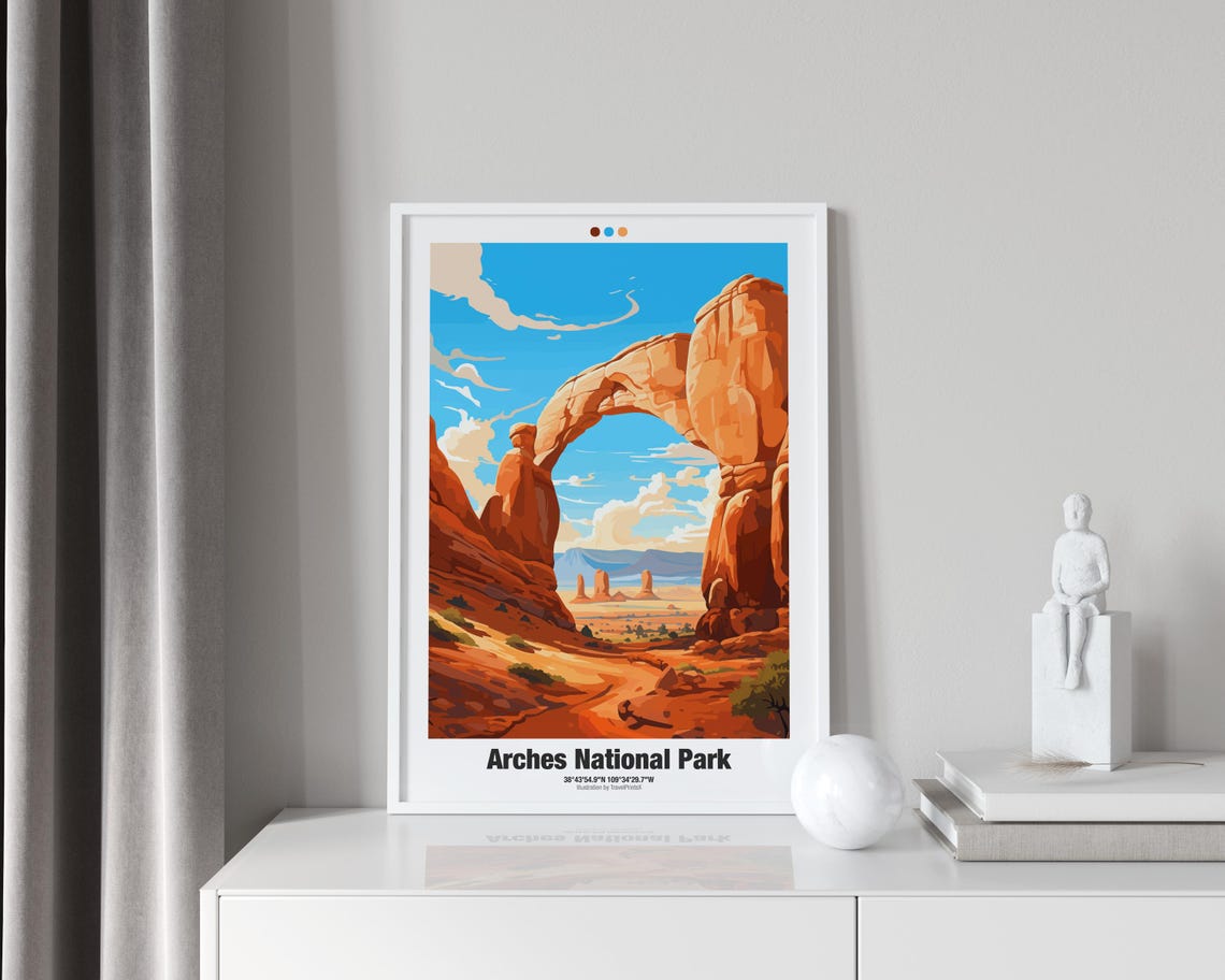 Arches National Park Utah Red Rock Desert Arch Scenic Travel Poster - Image 3